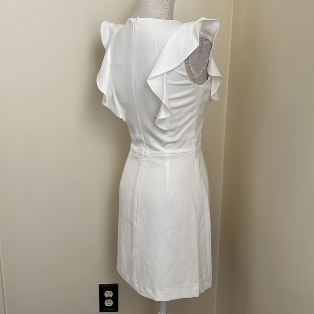 ๐ French Connection White Mini Dress with Ruffle Sleeves - Picture 10 of 15